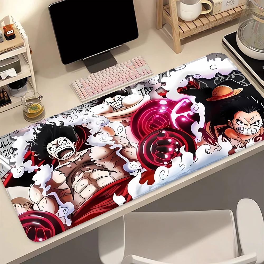 Gaming Mouse Pad O-One P-Piece Luffy Large Extended Anime Desk Mat Non-Slip Rubber Base Stitched Edges for Gamer Office Computer