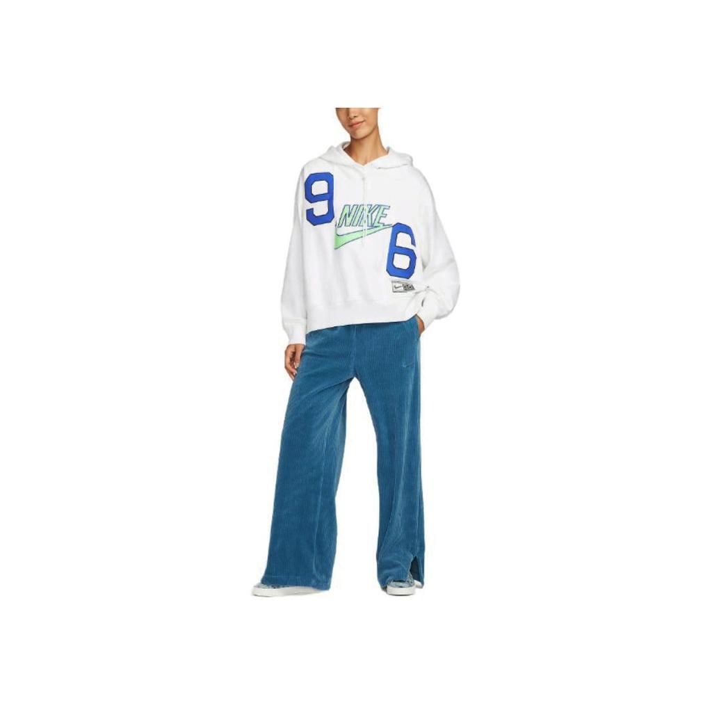 Nike Solid Color Loose Fit Corduroy Wide Leg Split Straight Casual Pants Women bottoms Blue DQ5922-457