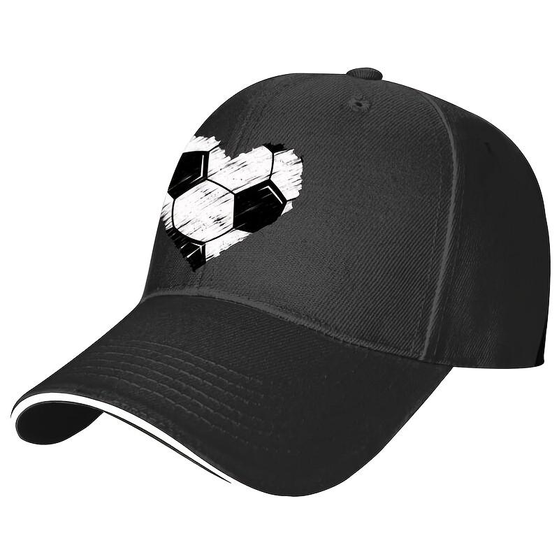 Heart Soccer Ball Graphic Baseball Cap Adult Casual Cotton Adjustable Sport Hat One Size