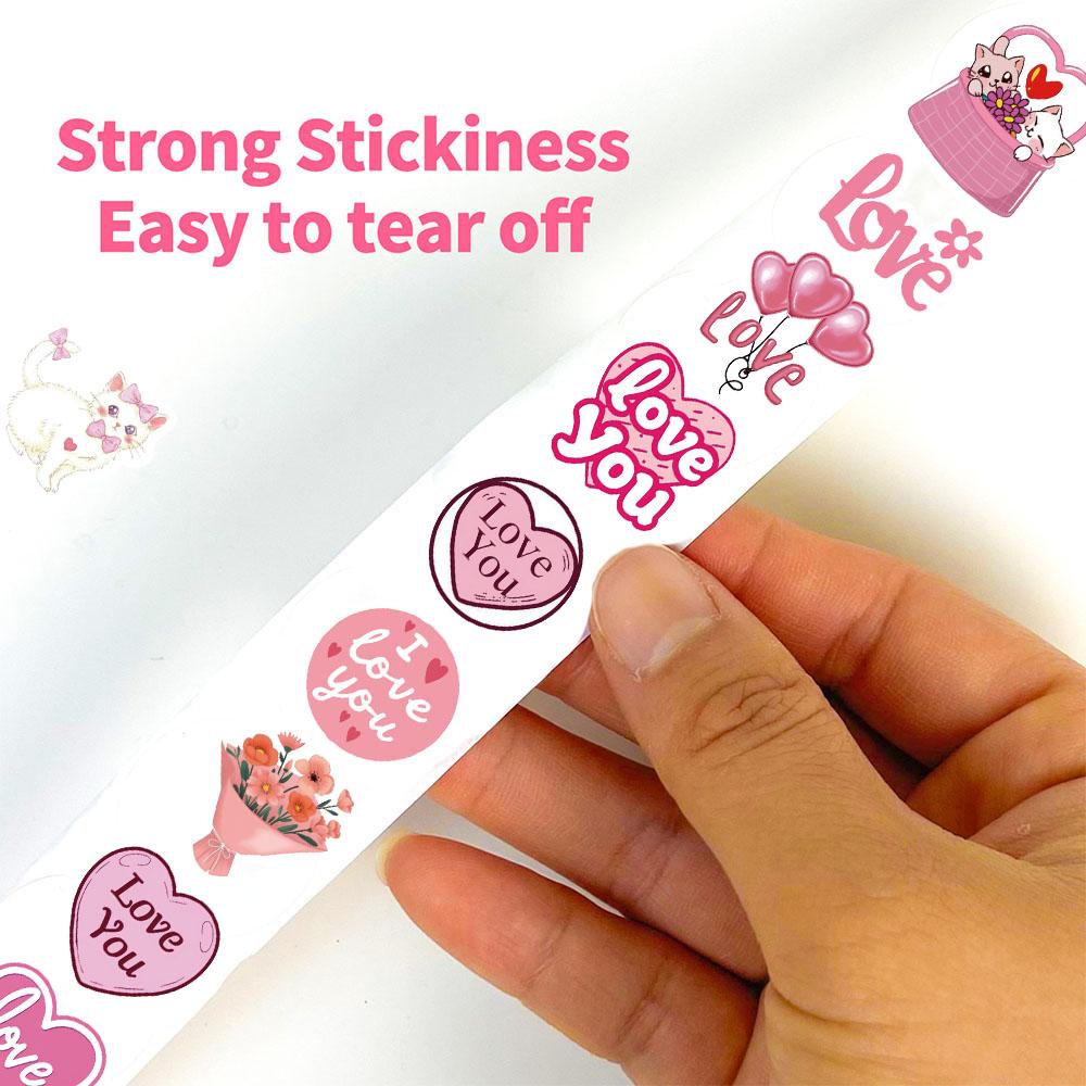 500PCS Valentine's Day Roll Stickers Aesthetic Skateboard Laptop Luggage Phone Gift Graffiti Phone Gradient Fashion Wall Sticker