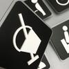 Black Toilet Sign Plate Acrylic  Wash RestrRoom Door Wall Label Sticker Wc Holder Signage Board Art Hotel Bathroom Decor