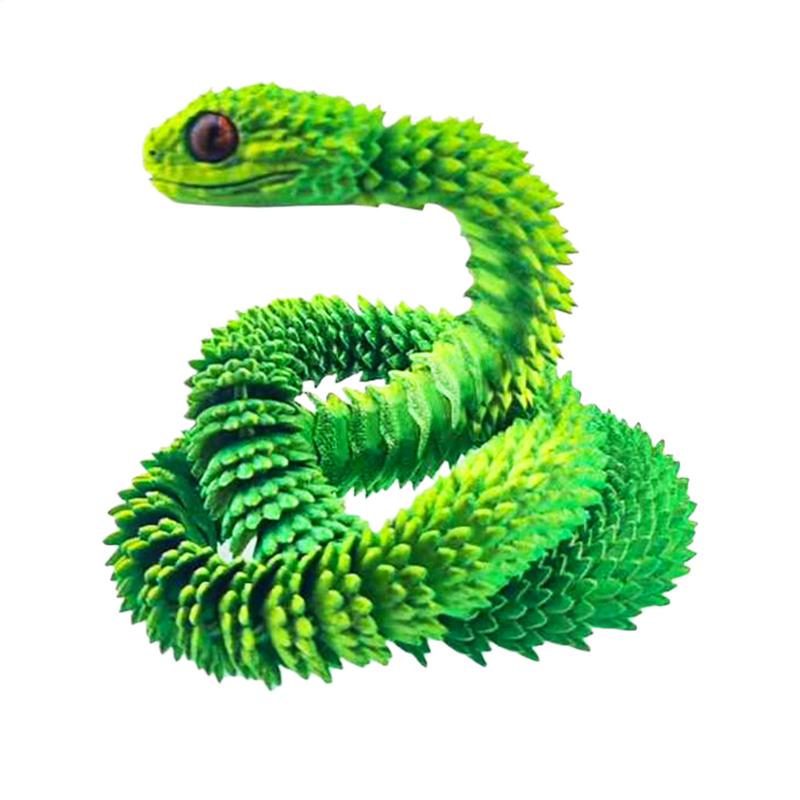 3D Printed Articulated Snake Toy Flexible Movable Animal Model Rotatable Dragon Car Ornaments Simulation Desk Toys Kids Gift