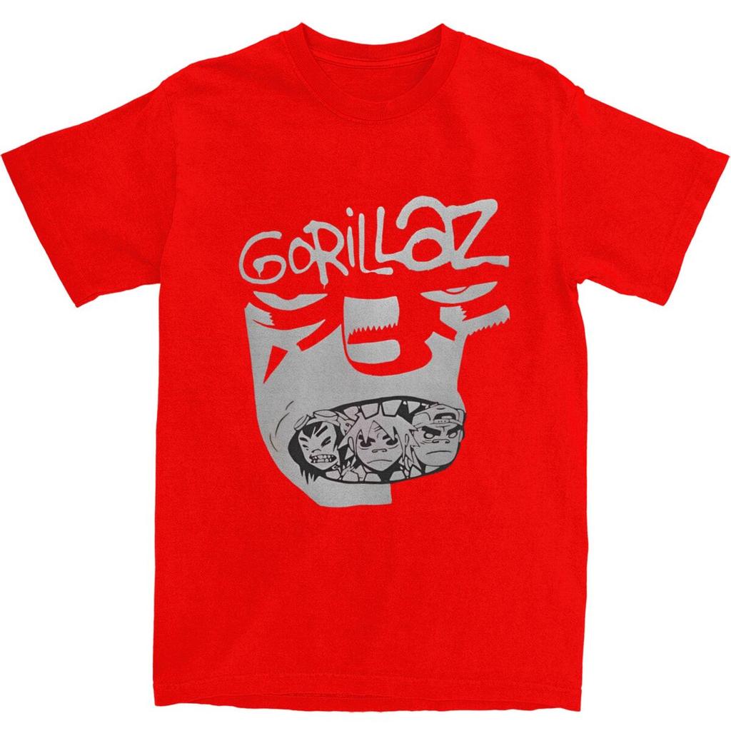 Mens 2D Printed T-Shirt Music Band Gorillaz T-Shirts Fashion Beach Tee Shirt Vintage Print Cotton Tops