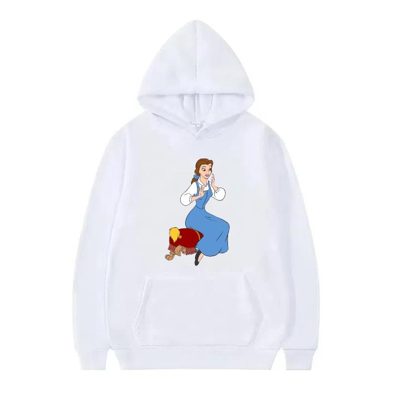 Disney Kráska a zvíře Princezna Vzor Dámské Volné Černé Podzimní Topy Oblečení Svetry Dámské Levné Y2k Mikiny Pánské Sportovní