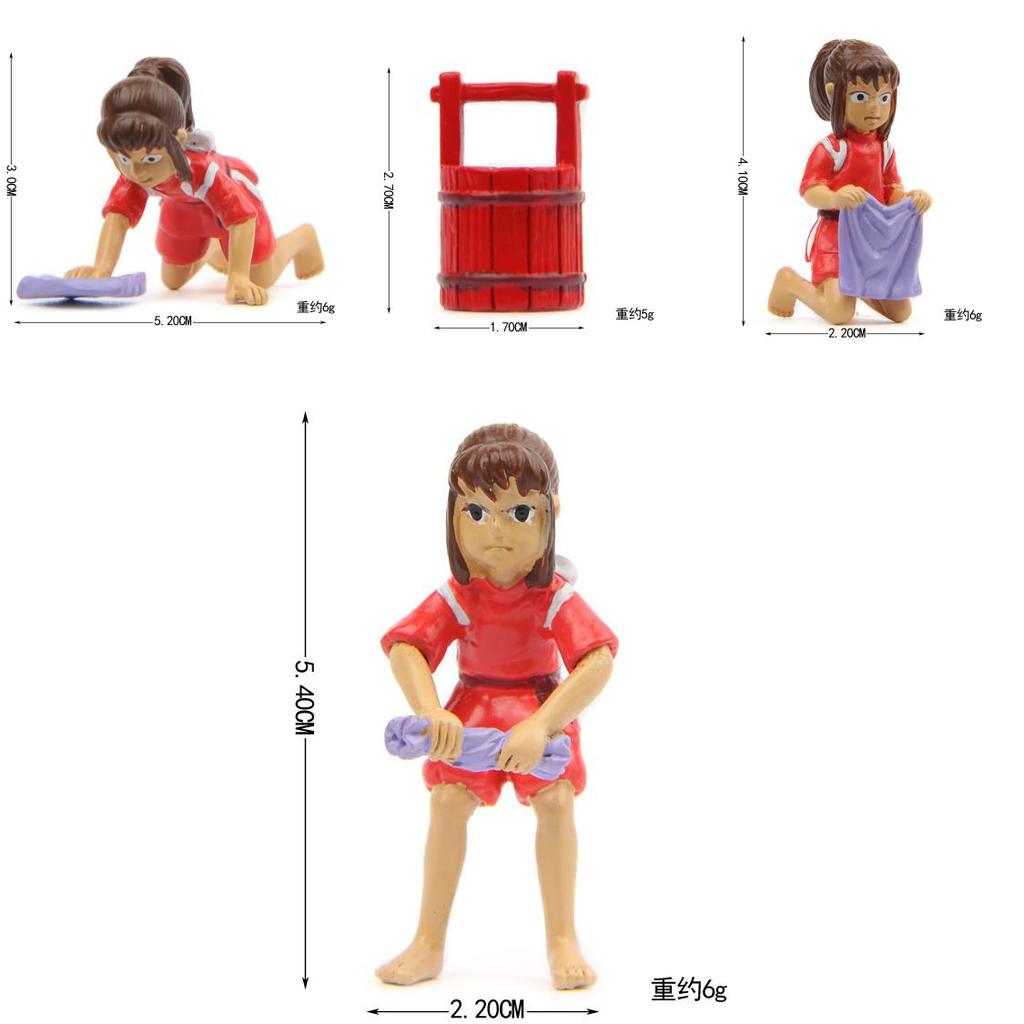 Chihiro Ogino Holding Water Bucket And Mopping Floor Scene Mini Model For Office Display