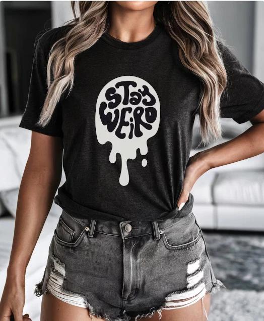 Stay Weird Motivational 100% Cotton T-shirt Mens Tees Top | Be Yourself Inspirational Quote Tee XL