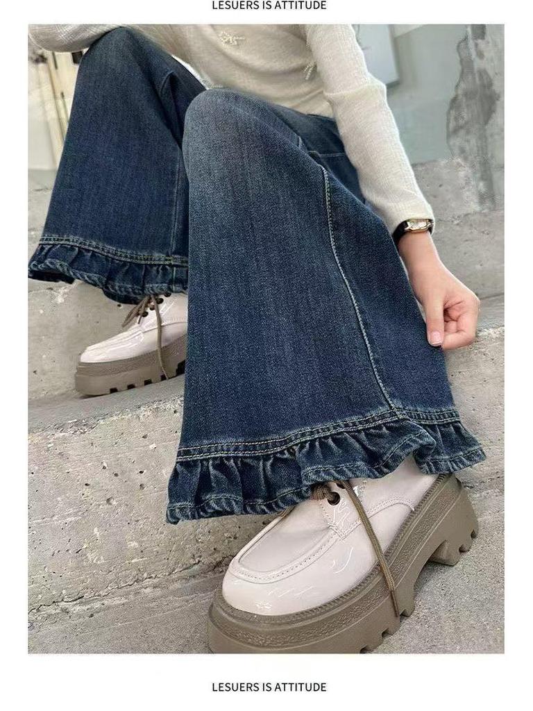 Weitbeinige Jeans und Hosen für Mädchen - Frühjahrs-/Herbstkollektion für mittelgroße und große Kinder.