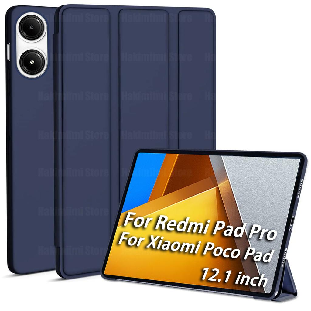 Tablet Case for Xiaomi Poco Pad (12.1 Inch) Thin Light Soft Triple Fold Auto Wake/Sleep Protective Cover for Redmi Pad Pro