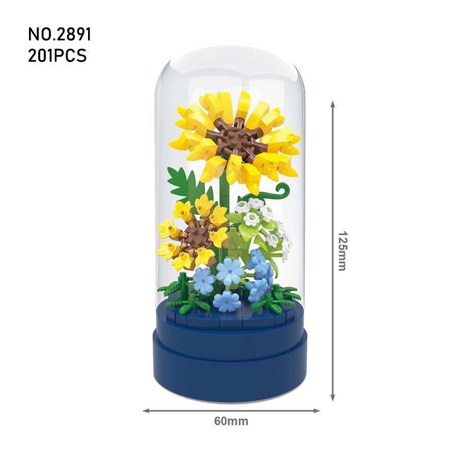 Ewige Bausteine Blumen Mikroblöcke Kinderspielzeug Plastikblume Mini-Topfpflanze DIY Weihnachtsgeschenke