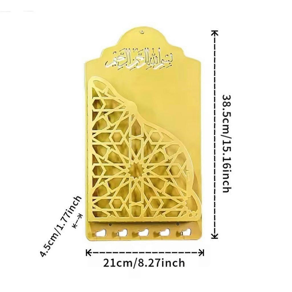 Arabic Festival Quran Wall Hanging Shelf Book Holder with Key Hanger Hook for Islamic Home and Mosque Wall Decoration