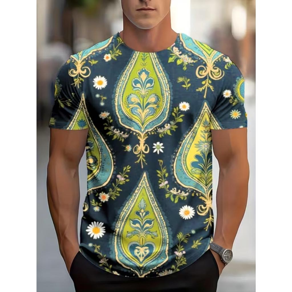 New Summer Men's Fashion T-shirt Personality Simple Pattern Printed Men's T-shirt Top