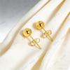 Elegant Gold Stud Earrings with Stainless Steel Backs - Trendy, Versatile, and High-End Design