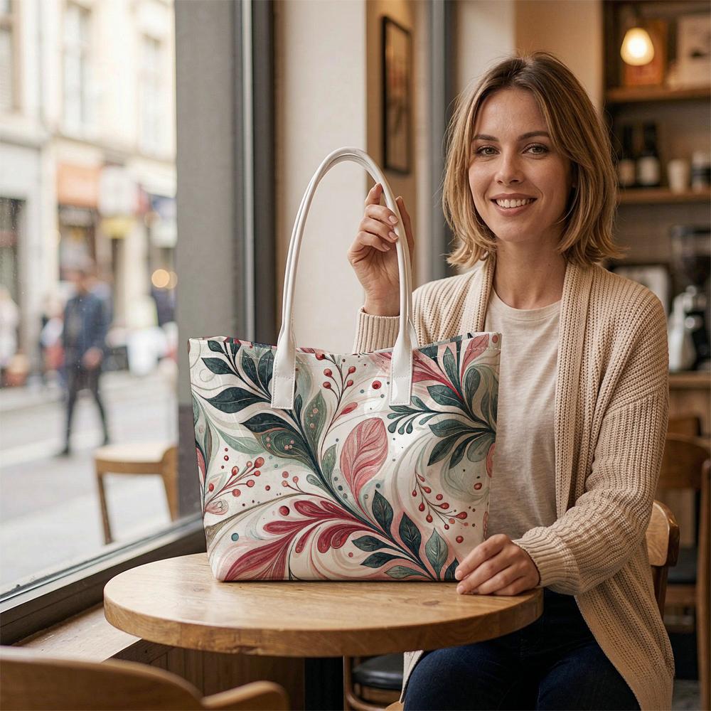 Elegant Floral Print Shoulder Bag Women Daily Carry Tote Stylish Casual Commuter Handbag