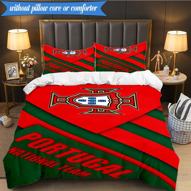 3PCS Portugal's National Emblem Bedding Set 2D Printing (Includes 1 Duvet Cover + 2 Pillowcases Coreless), Bedroom decor,Fan gift