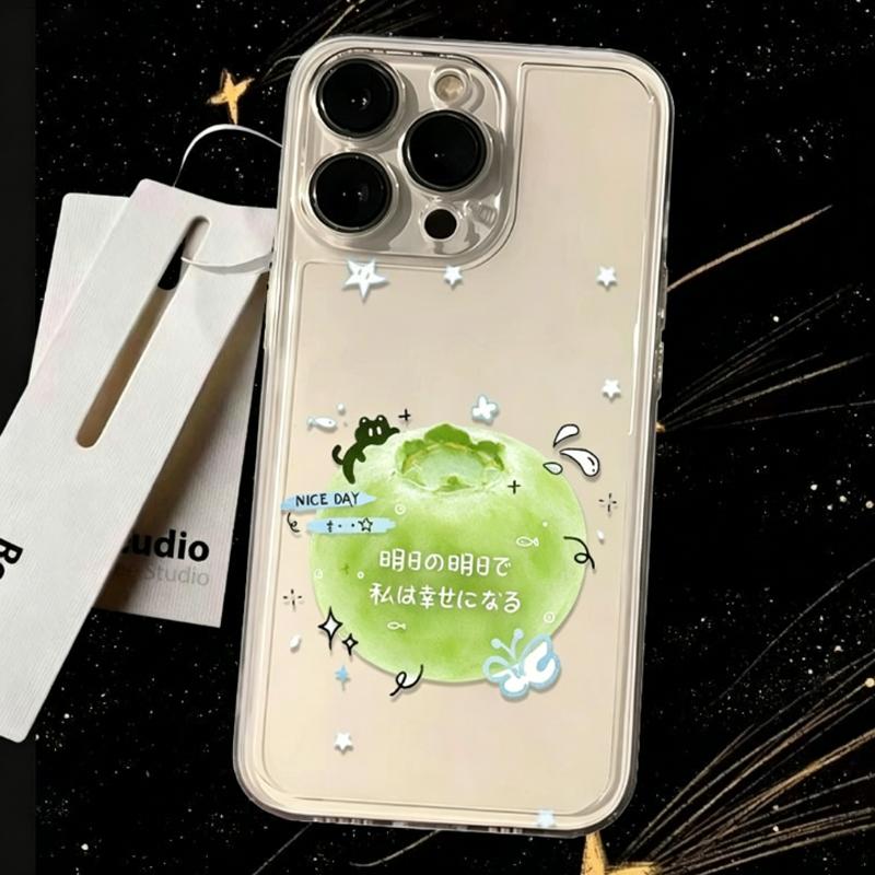 

Cute Blueberry Black Cat Phone Case For iPhone 17 16 15 14 Plus 13 16 12 11 14 Pro MAX 17 Air 16E Kawaii Quote Clear TPU Cover iPhone 12 mini