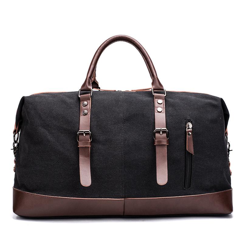 Large Capacity Male Travel Canvas Leather Bag  Male Luggage Bag  Travel Backpack