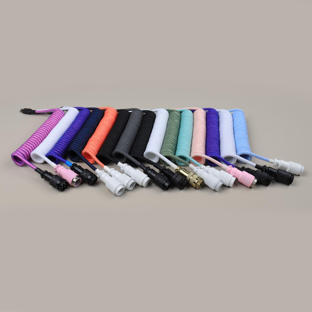 Custom Coiled Type C Gx16 Usb Cable Aviator Cable Usb C Cable Braided for Mechanical Keyboard