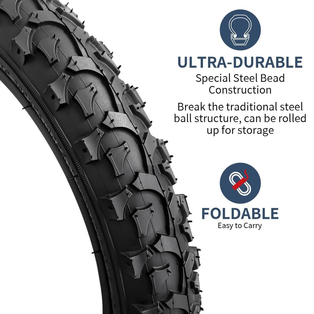 YunSCM Zestaw Opon Składanych Rowerowych Dętek z 32mm Wentylami Schrader 2, Opony 16x2.125, 57-305 + Zawory 16x1.75/2.125, Y-1108