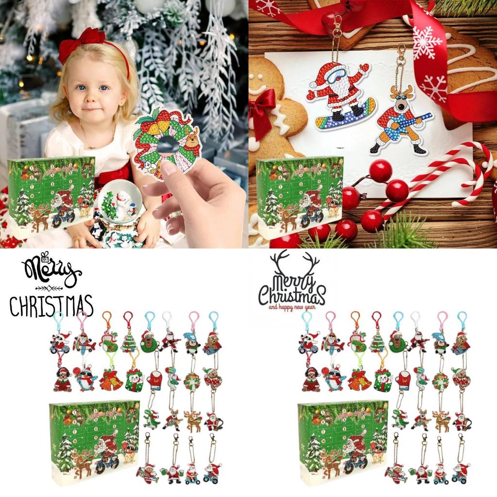 Bunte Acryl-Weihnachtsmalerei-Schlüsselanhänger im Cartoon-Stil Perfekt zum Verschenken in der Weihnachtszeit