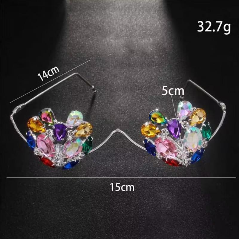 Colorful Caring Glasses Frame Personalized Design Rhinestone Internet Celebrity Blogger Photo Accessories Female