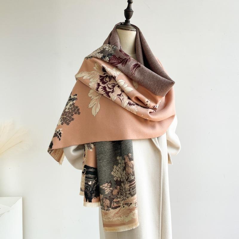 Looking At Jiangnan's Literary Imitation Cashmere Women's Scarf Autumn and Winter New Versatile Fashion Office Air Conditioner Shawl