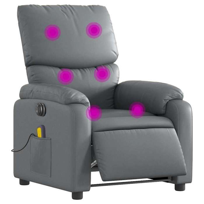 VidaXL Electric Reclining Massage Armchair Grey Faux Leather 3204882