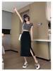 2024 Black A-Line Midi Skirt: High Waist, Slimming, Petite, Versatile for Women - Perfect for Spring/Summer