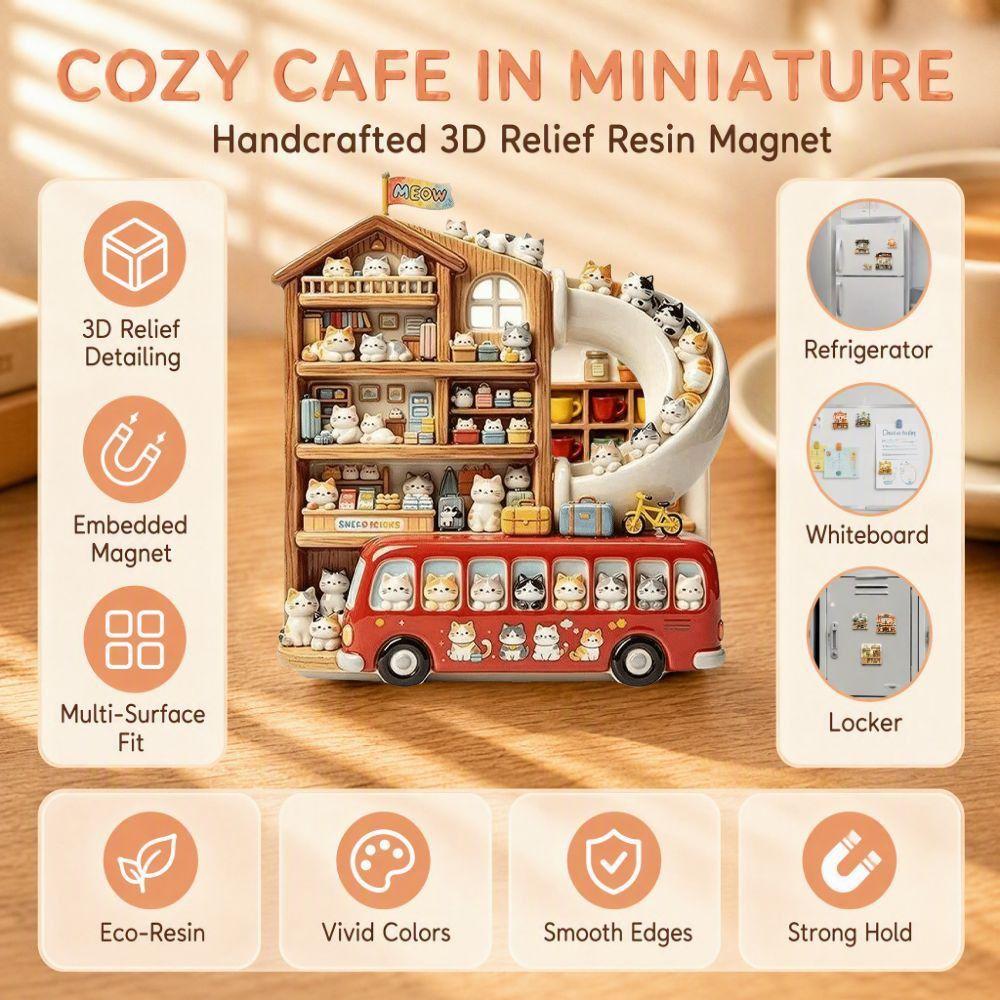 Resin 3D Embossed Refrigerator Sticker Cat Themed Home Decoration Magnets Refrigerator
