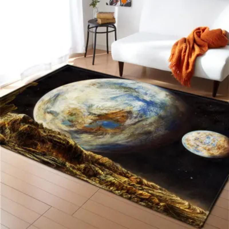 Lotus Goldfish 3D Carpets Living Room Area Rug Outer Space Planet Bedroom Rug Children Play Mat Coffee Table Carpet Floor Mat