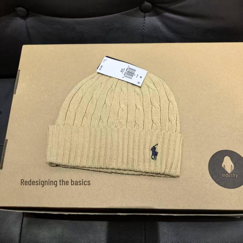 Zimní klasická copánková šála a čepice ze směsi vlny s výšivkou poníka pro páry