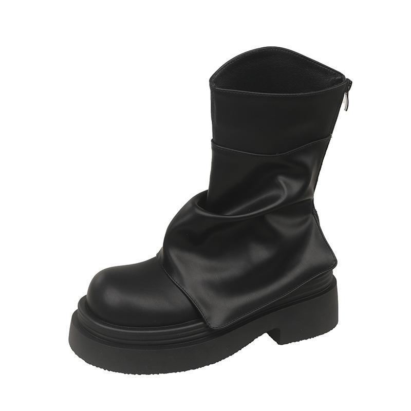 Popular Maillard platform Martin boots women's 2025 new summer versatile niche short boots heightening pile boots