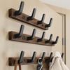 Walnut Wood Wall Hook Rack With Hooks For Entryway And Closet Organizer