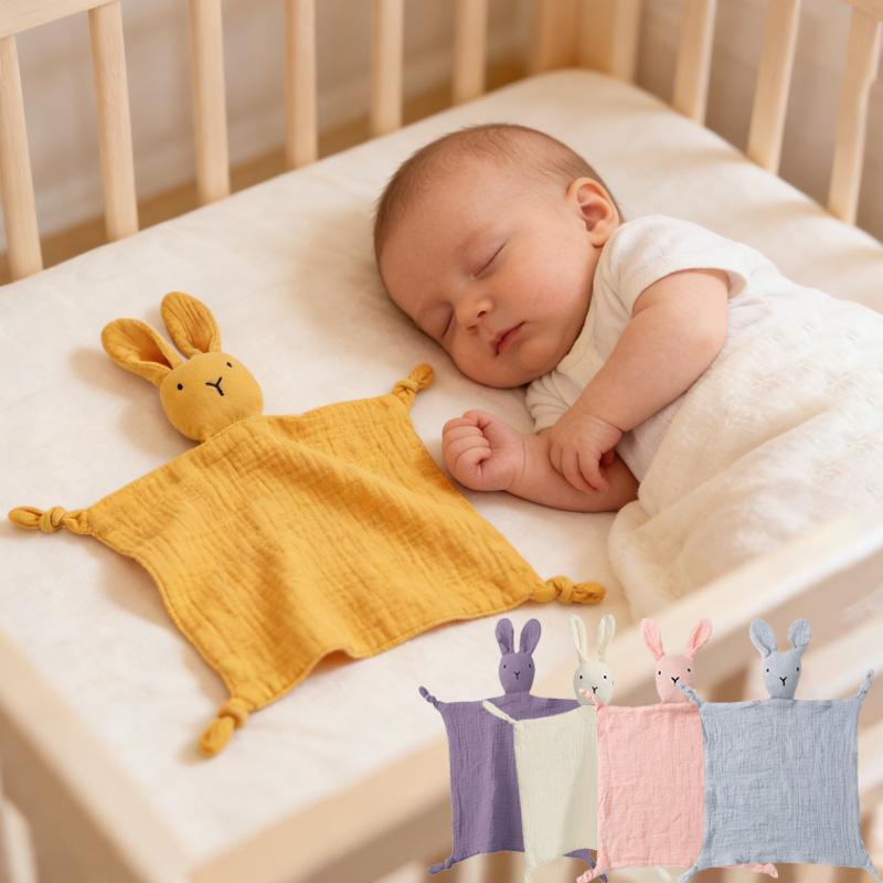 19161225 Gentle Cotton Muslin Infant Bibs Stuffed Rabbit Doll Newborn Appease Towels Security Blanket Infant Sleeping Cuddling Towels