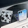 Retro Flowers Black Rose Print Case For Samsung Galaxy Z Flip 8 7 FE 6 5 Z Flip8 Flip7 Flip6 Magnetic Clear Hard PC Folding Phone Cover