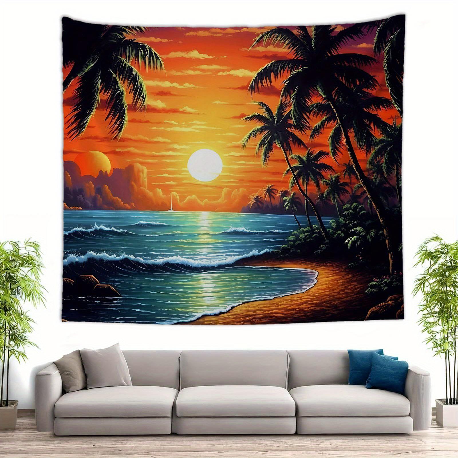 

Tropical Sunset Tapestry Vibrant Serene and Blissfully Relaxing Wall Art for a BeachInspired Decor Statement 74x94cm(29x37in)