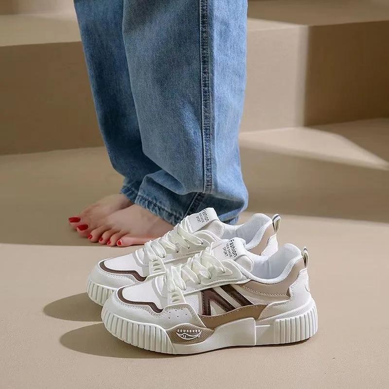 Platform Women's Vulcanized Shoes Outdoor Sports Running Shoes Comfortable and Versatile Female Shoes Lace Up Sneakers