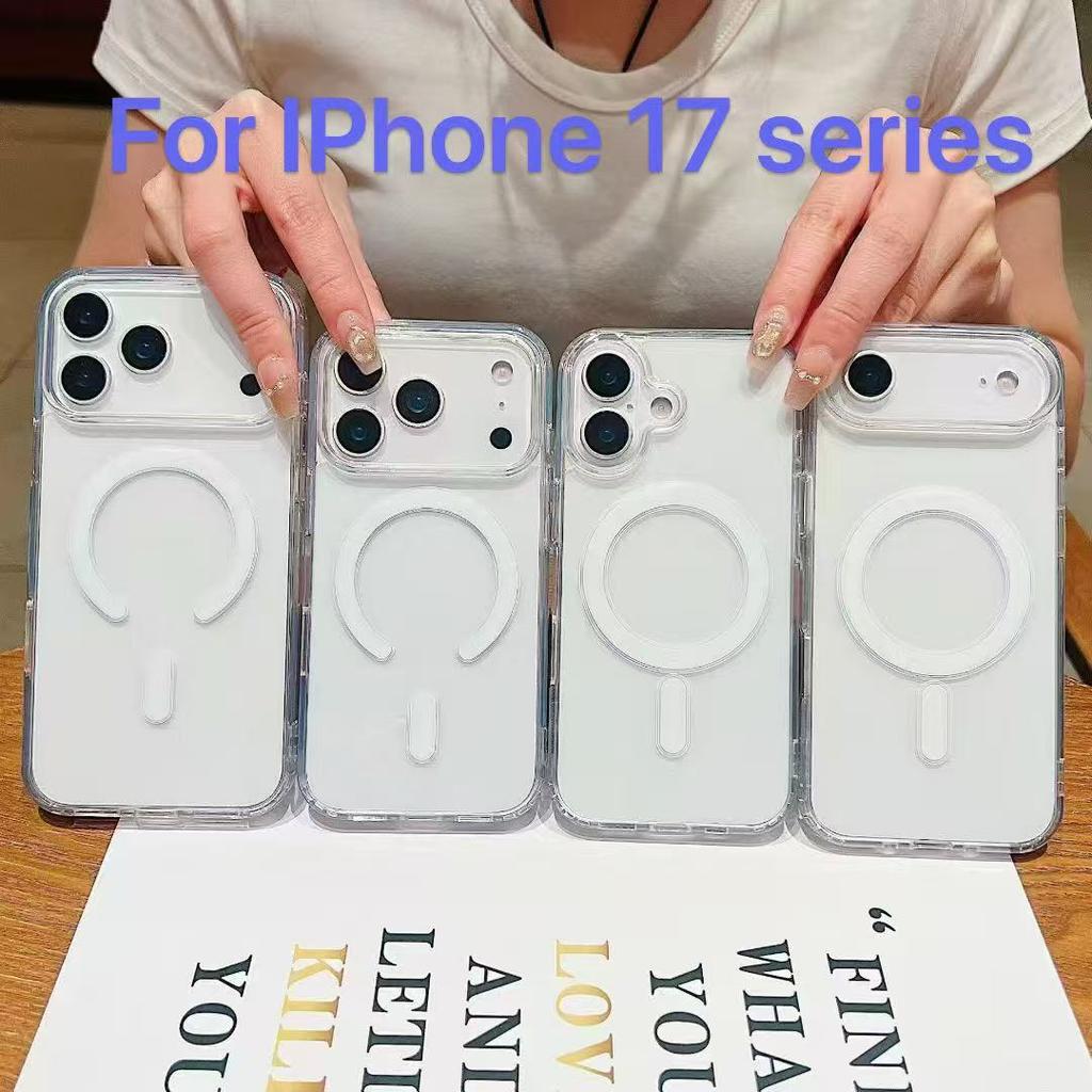 Original transparent Magsafe Case For iPhone 16E Magnetic Wireless Charge Shockproof Cover For iphone 17 Air 17 16 Pro Max Case