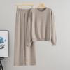 Fashion Autumn New Temperament Hot Diamond Loose Sweater Wide-leg Pants Knitted Two-piece Set for Women