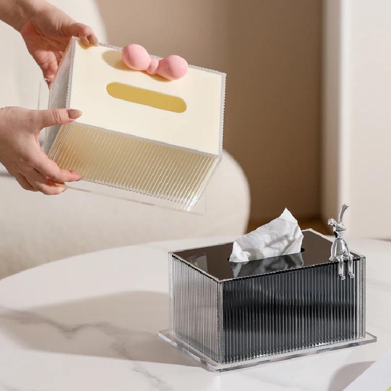 Rectangular Acrylic Tissue Box High-end Desktop Napkin Holder Creative Tissue Box Living Room Coffee Table Restaurant Decoration