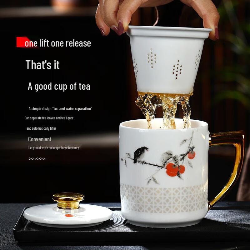 Jingdezhen Ceramic Tea Separation Office Mug with Lid