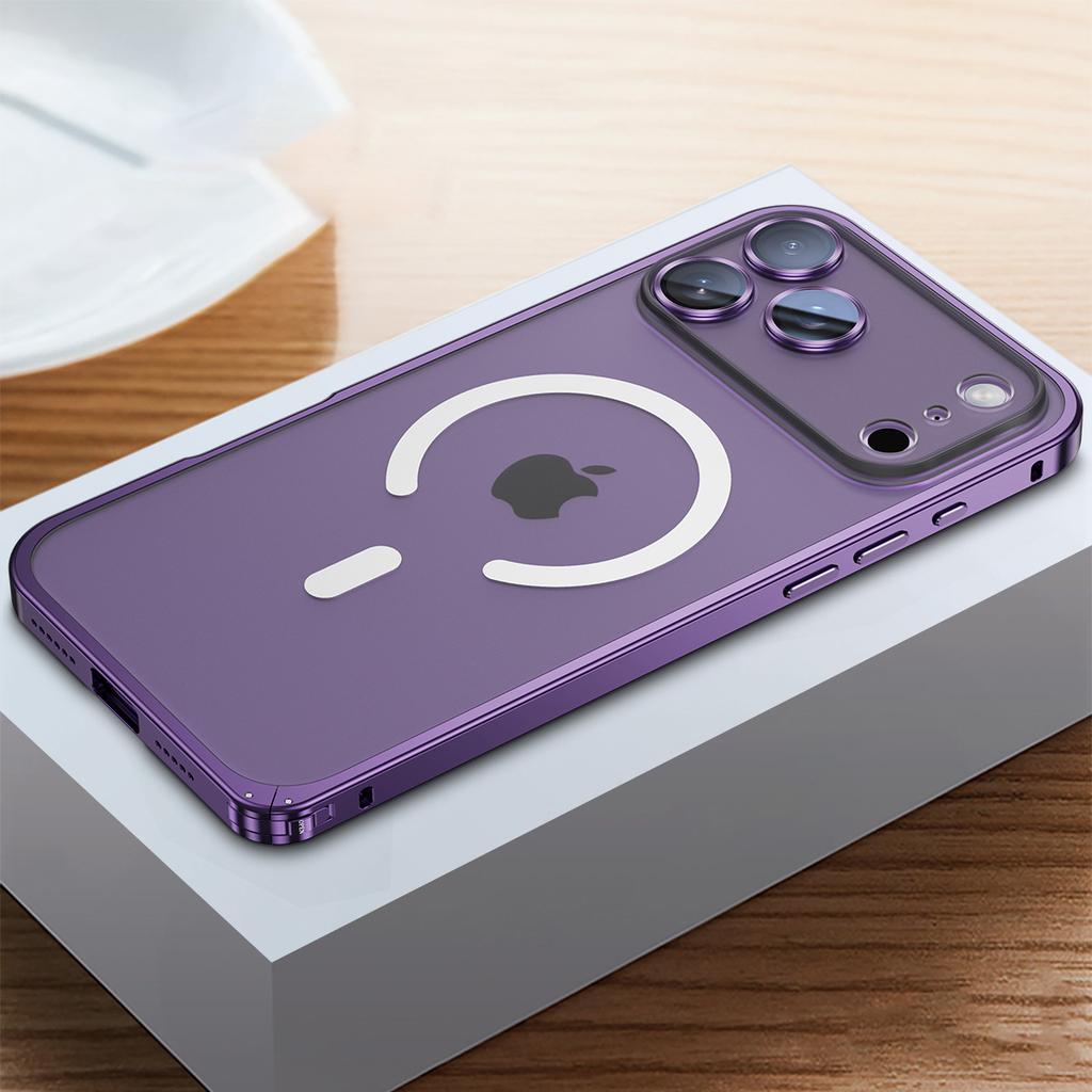 Aluminum Alloy Metal Frame Cover Lens film protection for Iphone 17 Pro Max 16 15 14 13 12 Pro Max Support for Magsafe Charging Case