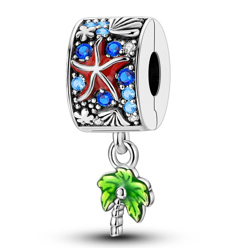 Fashion 925 Silver Summer Ocean World Series Sea Turtle Starfish Crab Octopus Charms Beads Fit 925 Bracelet DIY Jewelry