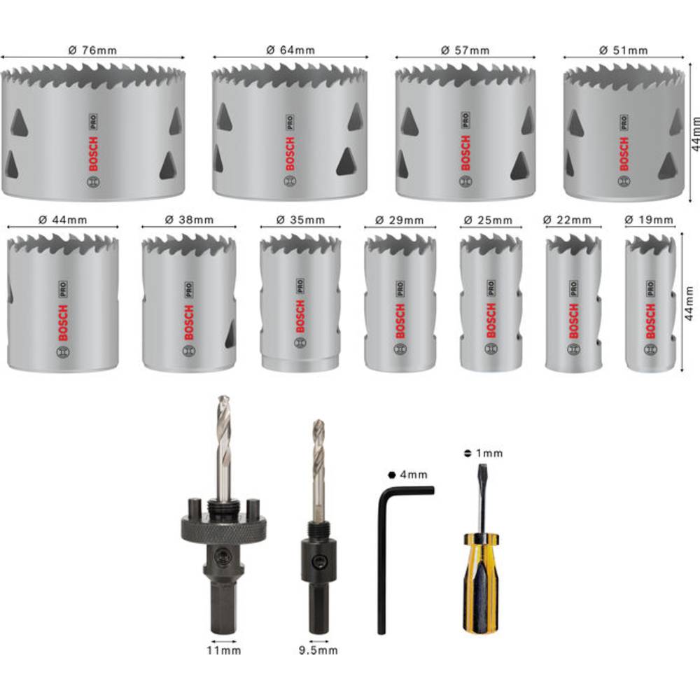 Pro Multi Material Hole Saw Set 17 Pieces - B 2608900525