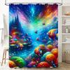 Stunning 3D Printed Shower Curtain Underwater World with Fish Coral Waterproof Fabric for Bathroom Decorations In Blue, Pink, Gr