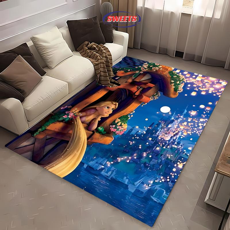 3D Princess Cartoon Carpet, Princess Rapunzel Living Room Bedroom Bed Mat, Modern Simple Style, Non-slip Durable Rug Fast Arrive
