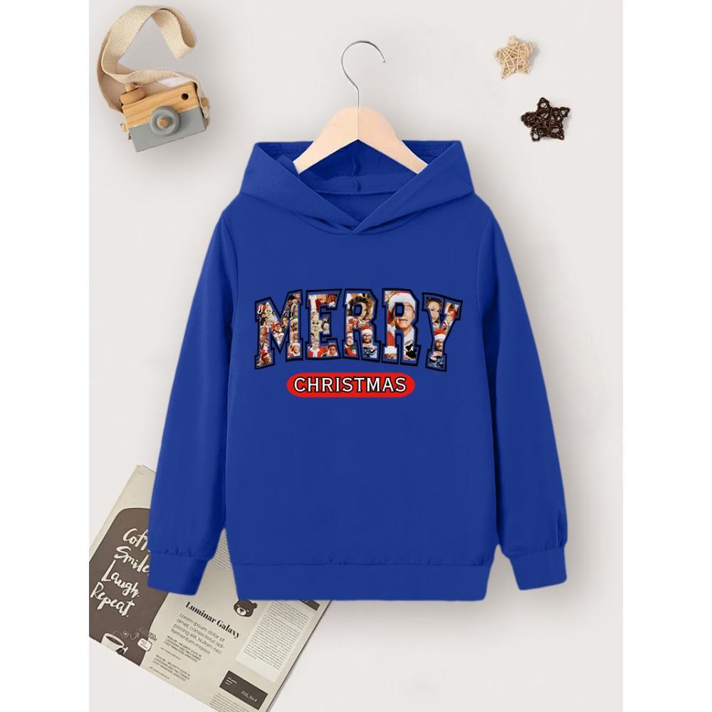 A Simple Children s Autumn And Winter Blue Hoodie, A Hoodie With Alphabet Cartoon Print 100