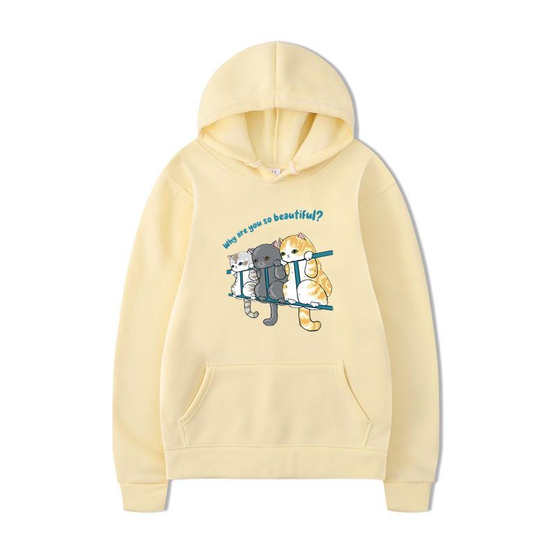 Kočka Pánská Móda Mikiny Pánské Dámské Mikiny s Kapucí Módní Hip Hop Pulovry Podzim Chlapci Dívky Černá Streetwear Mikina