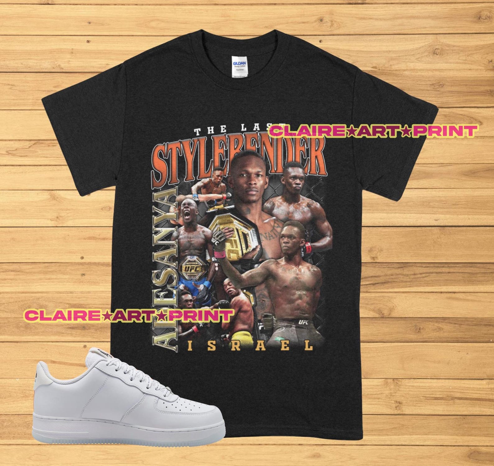 Israel Adesanya T-Shirt High Quality Print - UFC Fan The Last Style Bender Custom Vintage Design M