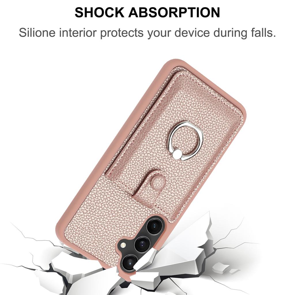 For Samsung Galaxy A15 4G/5G Case Drawing Type Card Slots Litchi Texture Leather Back Cover with Ring Kickstand