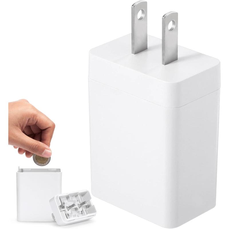 1pc Multipurpose Square Plastic Safe Box with Realistic Charger Plug Design, Portable Travel Storage for Cash and Medicine